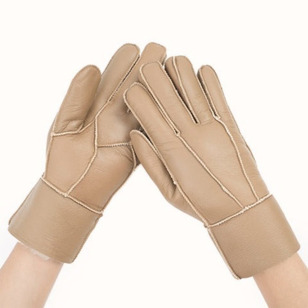 Ugg AUSTRALIAN SHEPHERD Leather Stitching Gloves Soft Chestnut Wool Sheepskin